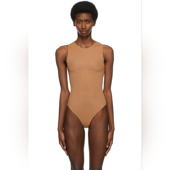 NWT Skims Jelly Sheer Crewneck Thong Bodysuit in Sienna Size XS - Picture 1 of 3